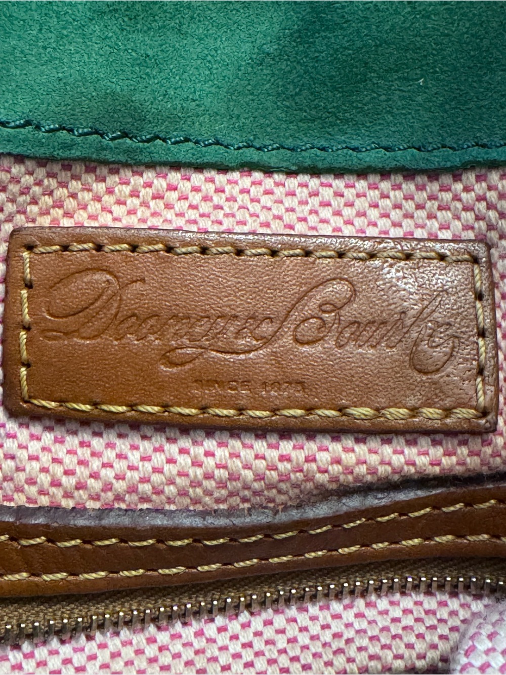 Dooney & Bourke Large Black Leather Satchel with Brown Trim - Picture 11 of 12